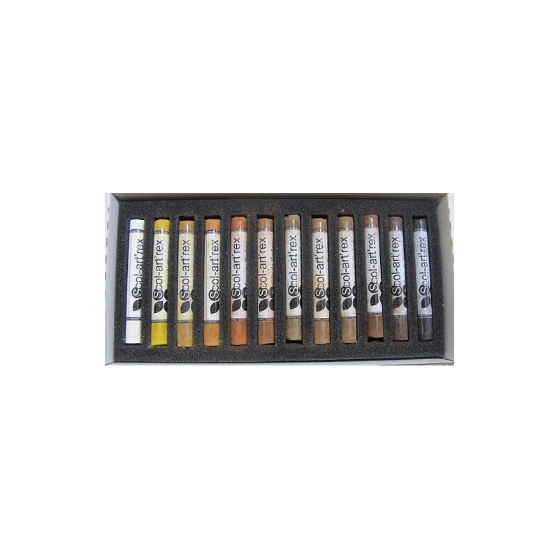 Dry pastels - 12 pieces - colors, brown or gray