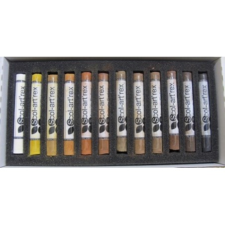 Dry pastels - 12 pieces - colors, brown or gray