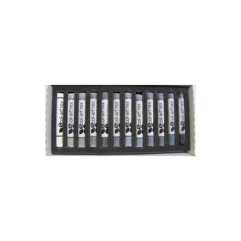 Dry pastels - 12 pieces - colors, brown or gray