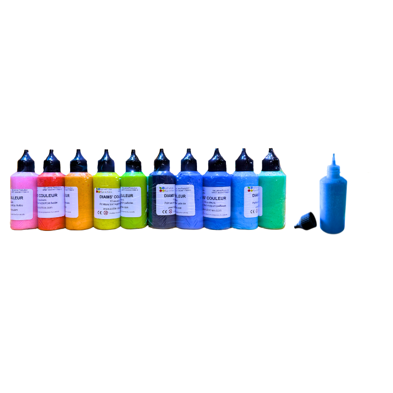 All-surface glitter paint in pipettes - Set of 10 colors.