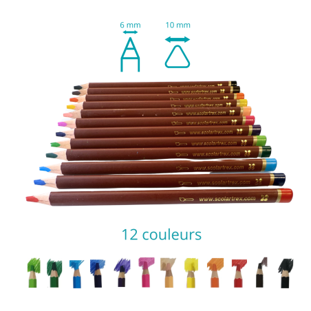 Crayons aquarellables Triangulaires - 12 couleurs