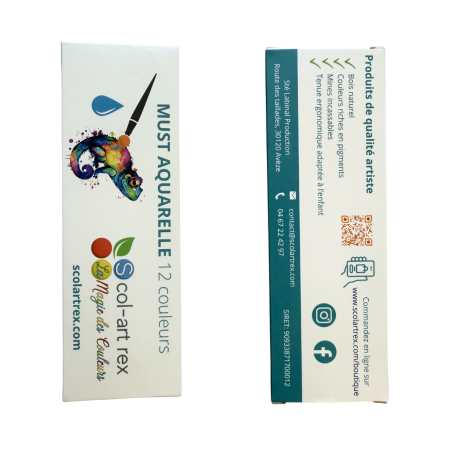 Crayons aquarellables Triangulaires - 12 couleurs
