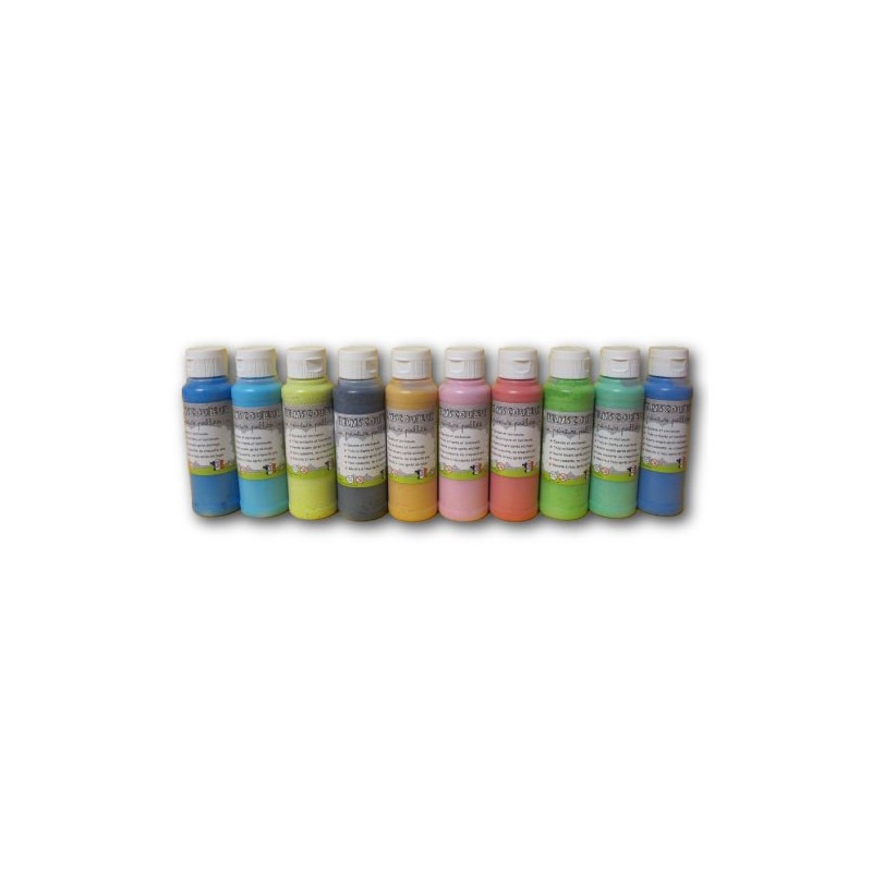 Peinture tout support pailletée - Lot de 10 couleurs dont 1 offerte