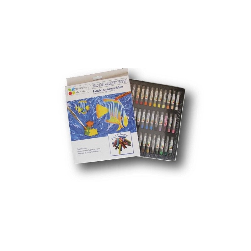 Pastels artistes gras aquarellables - Boîte de 36 pastels