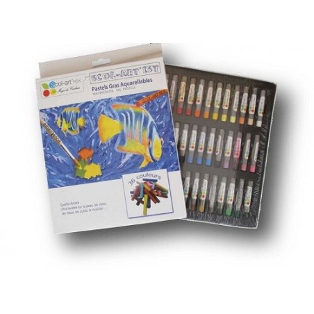 Watercolor oily artist pastels - Box of 36 pastels